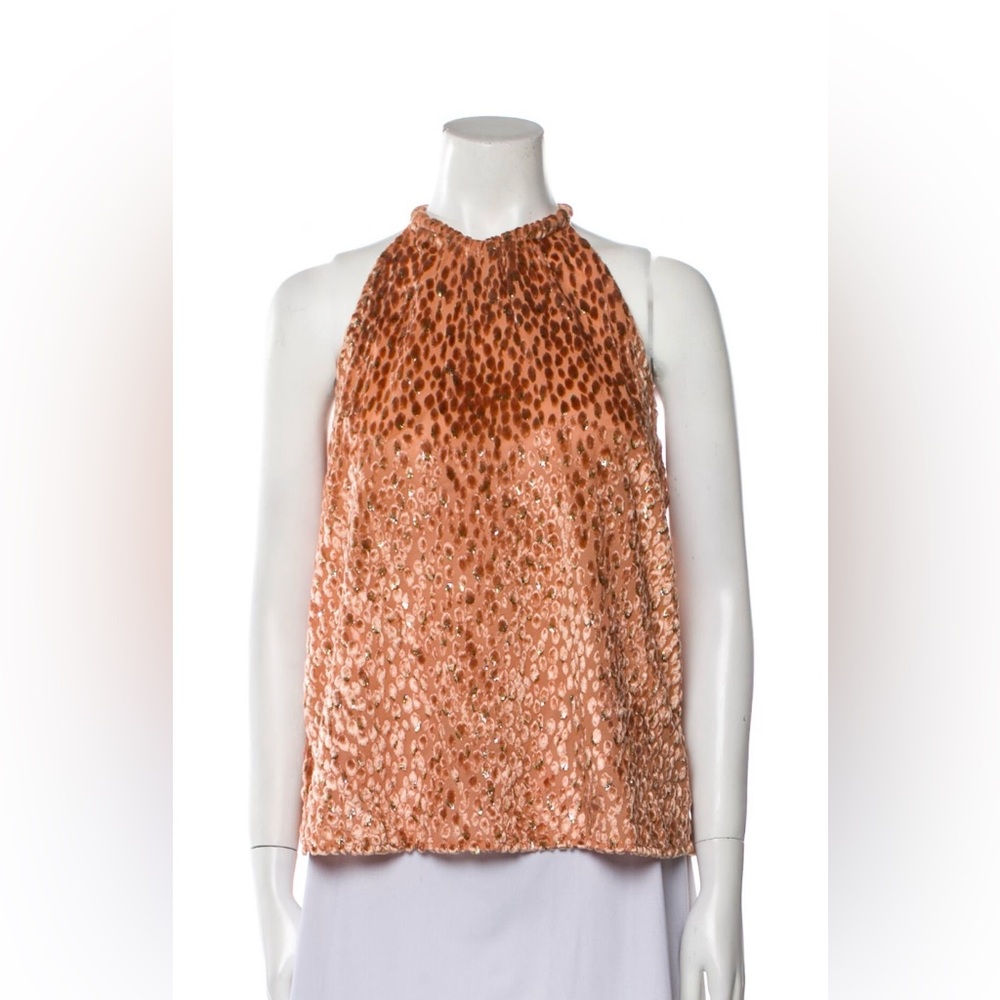 A.L.C. Women's Orange Leopard Print Halter Top